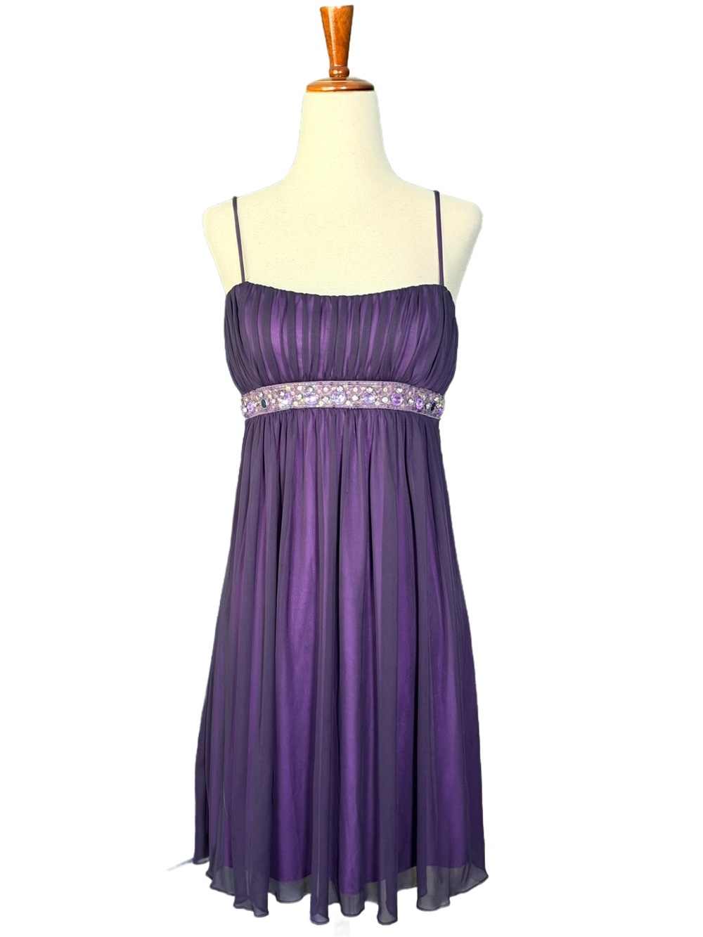 Vintage y2k City Triangles Purple Beaded Babydoll Mini Dress